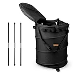 Foldable spring-loaded design make the garbage bin easy to carrying and storage,so you can take it outdoor camping for reduce your impact to the environment.Ideal companion for campsite,RV trips,bike tour,yard waste,trailer travel,garden leaf bag holder.